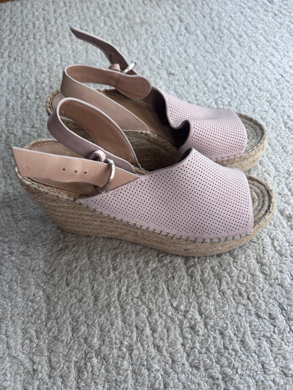 Marc Fisher "Andela" Blush Pink Espadrille Slingback Wedge Sandals - Picture 2 of 8